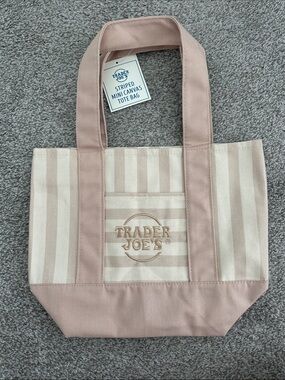 Trader Joe’s Beige Striped Mini Canvas Tote Bag